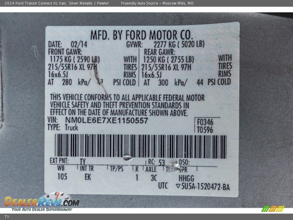 Ford Color Code TY Silver Metallic