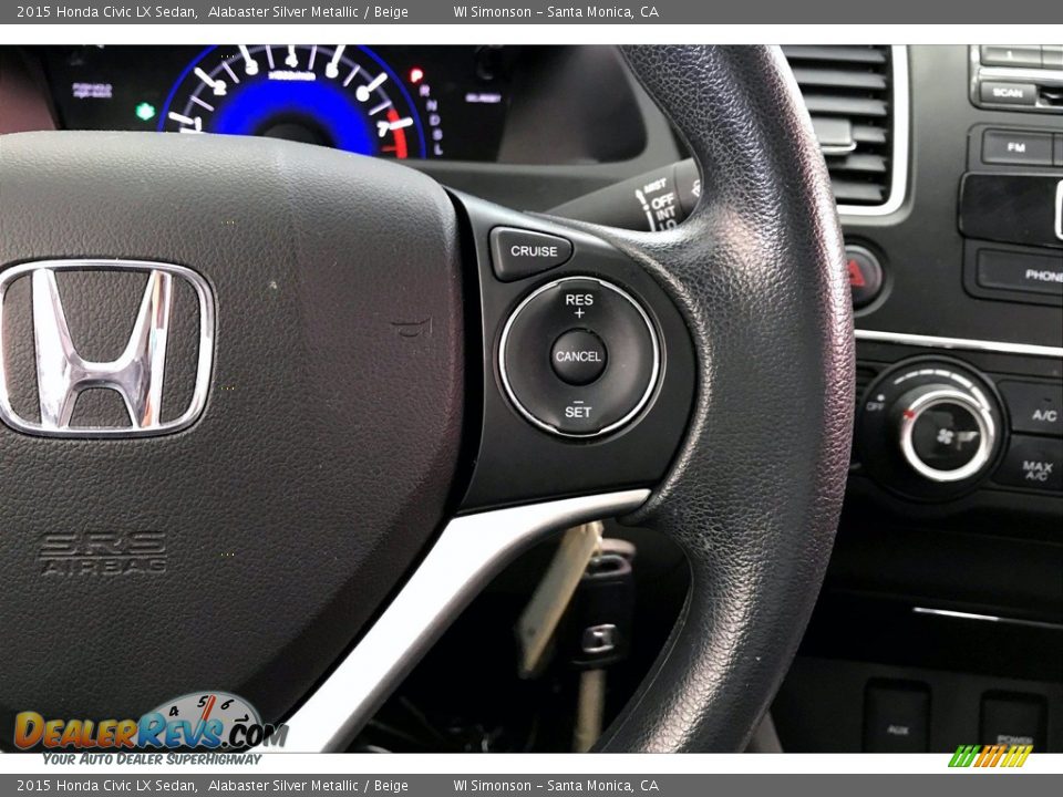 2015 Honda Civic LX Sedan Alabaster Silver Metallic / Beige Photo #22