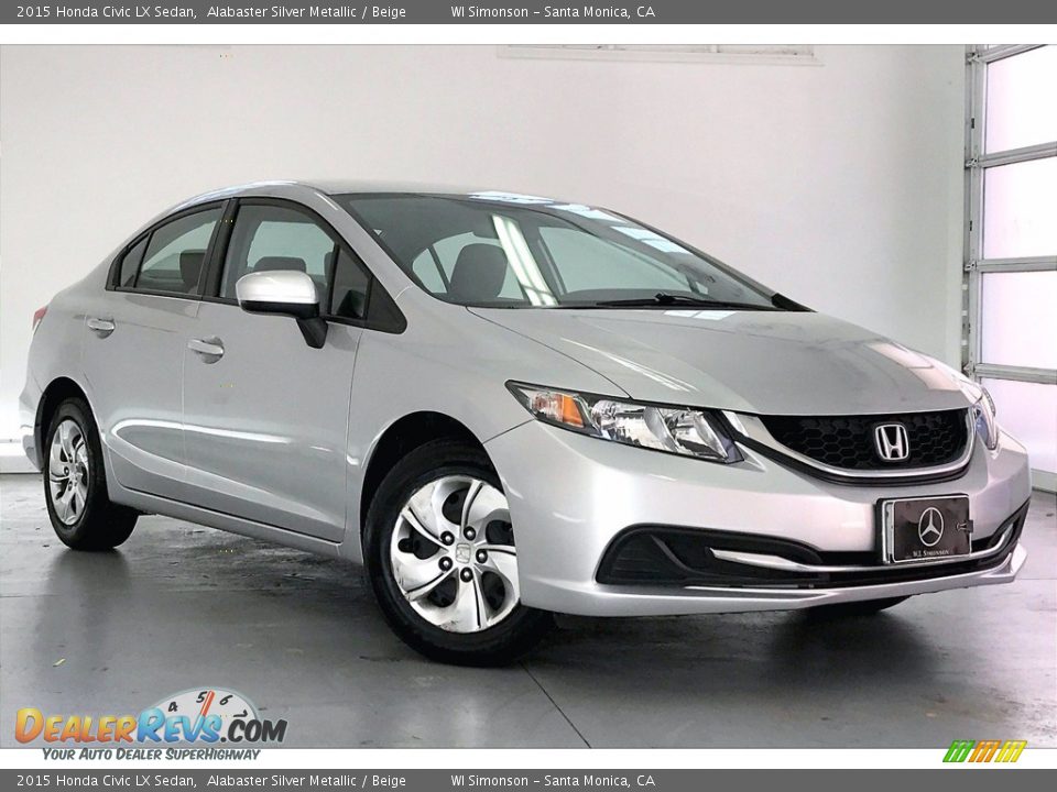 2015 Honda Civic LX Sedan Alabaster Silver Metallic / Beige Photo #33