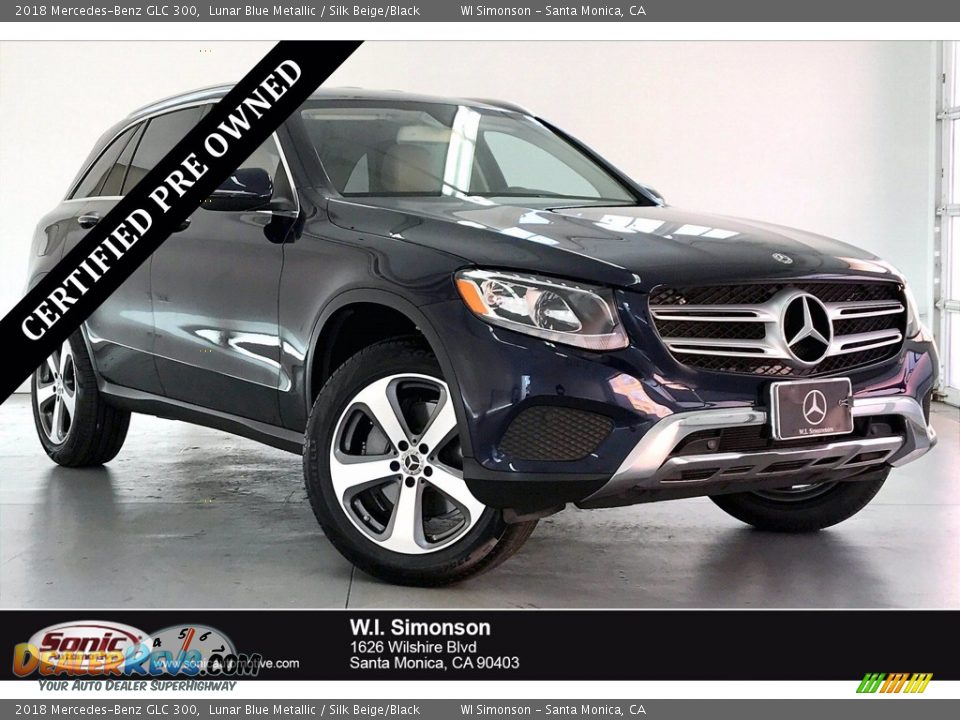 2018 Mercedes-Benz GLC 300 Lunar Blue Metallic / Silk Beige/Black Photo #1