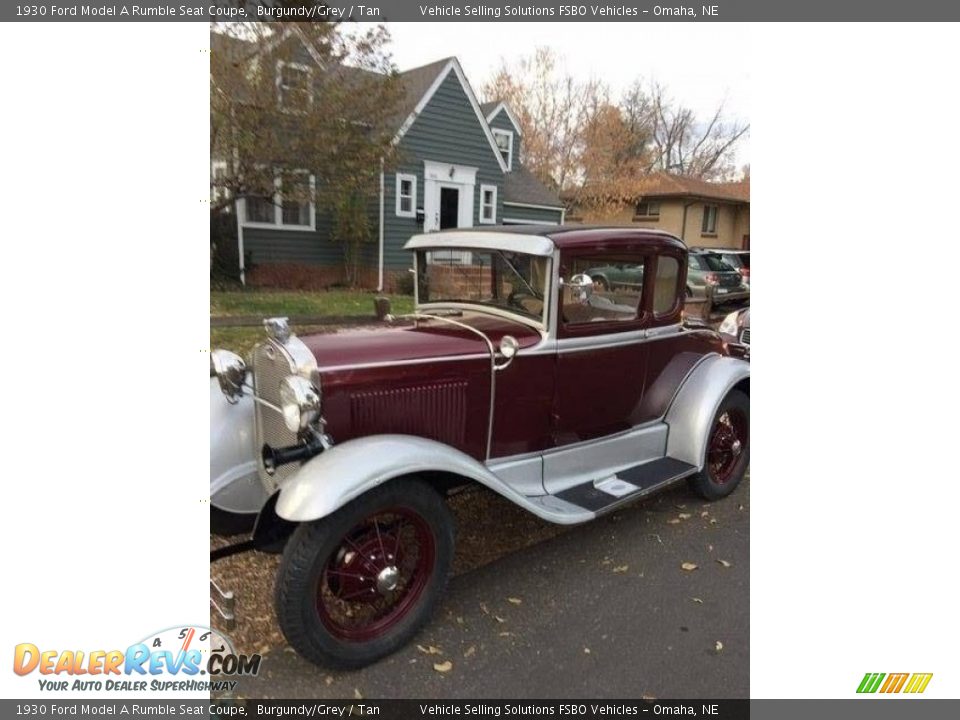 1930 Ford Model A Rumble Seat Coupe Burgundy/Grey / Tan Photo #1