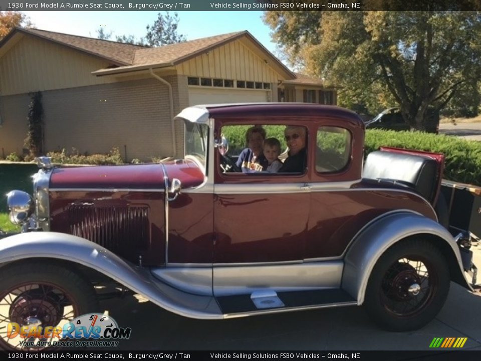 1930 Ford Model A Rumble Seat Coupe Burgundy/Grey / Tan Photo #2