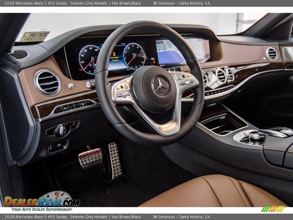 2018 Mercedes-Benz S 450 Sedan Selenite Grey Metallic / Nut Brown/Black Photo #6