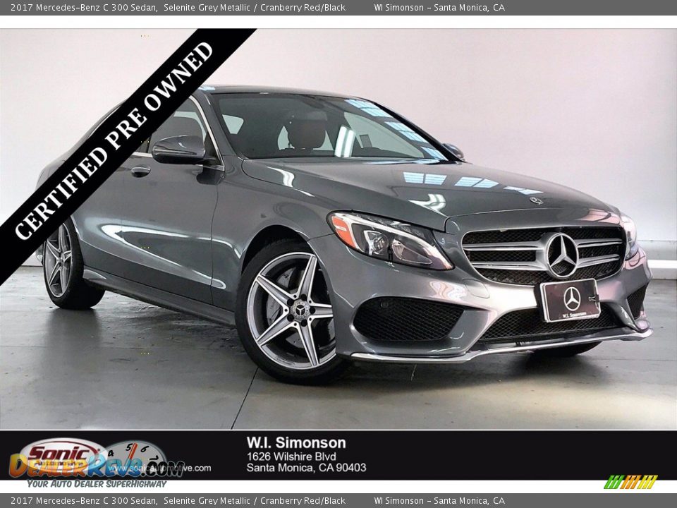 2017 Mercedes-Benz C 300 Sedan Selenite Grey Metallic / Cranberry Red/Black Photo #1