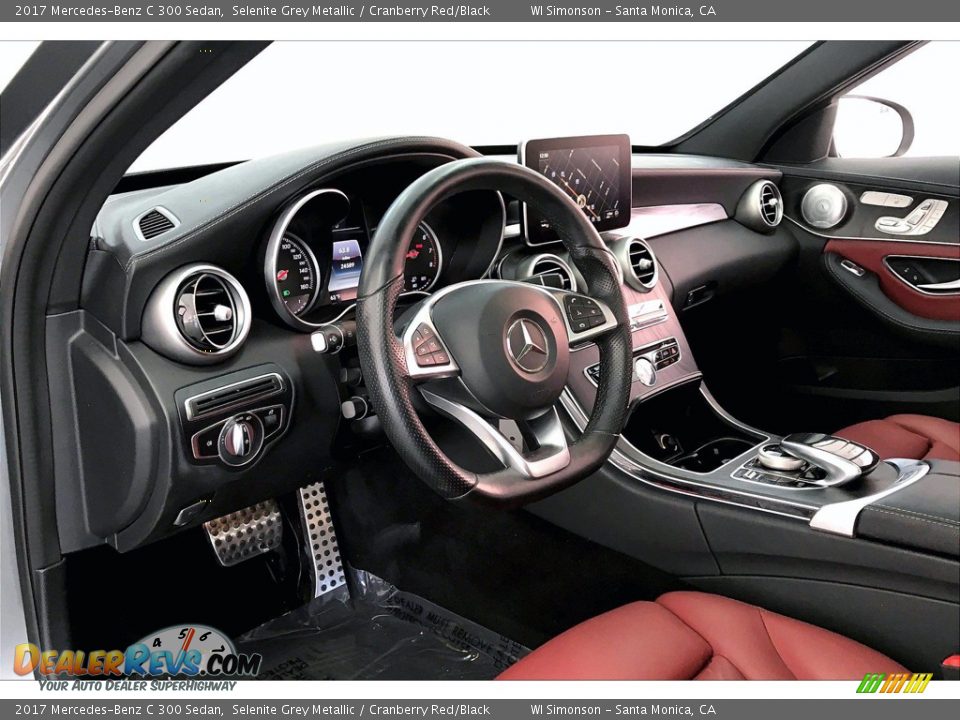 2017 Mercedes-Benz C 300 Sedan Selenite Grey Metallic / Cranberry Red/Black Photo #14