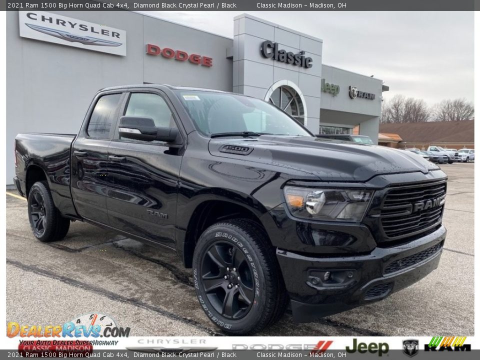 2021 Ram 1500 Big Horn Quad Cab 4x4 Diamond Black Crystal Pearl / Black Photo #1
