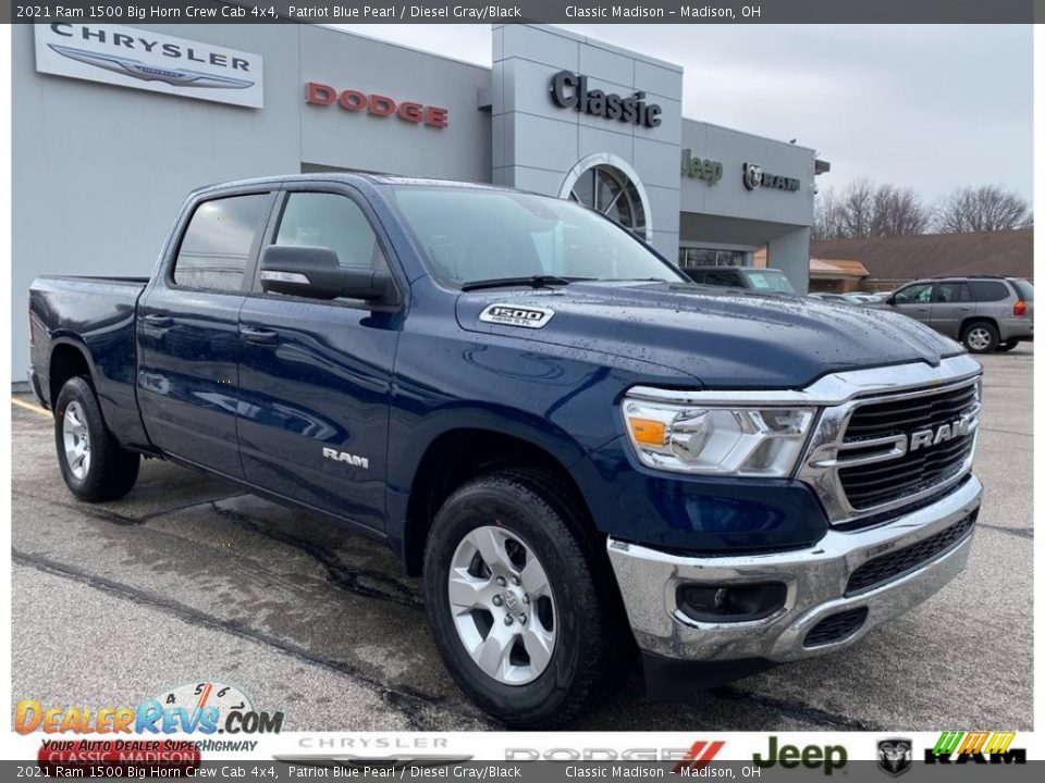 2021 Ram 1500 Big Horn Crew Cab 4x4 Patriot Blue Pearl / Diesel Gray/Black Photo #1