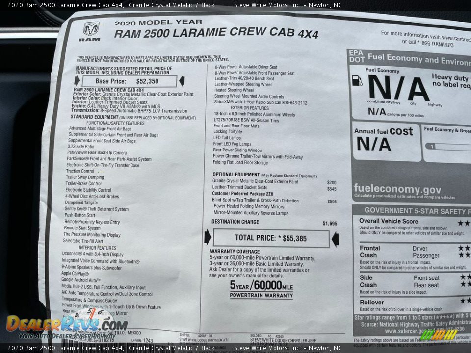 2020 Ram 2500 Laramie Crew Cab 4x4 Window Sticker Photo #31