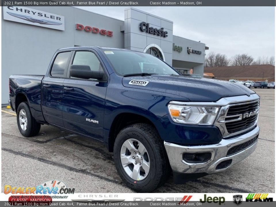 2021 Ram 1500 Big Horn Quad Cab 4x4 Patriot Blue Pearl / Diesel Gray/Black Photo #1