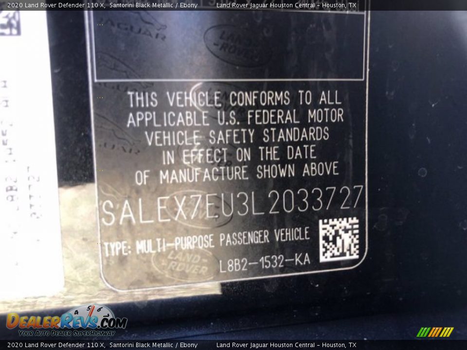 2020 Land Rover Defender 110 X Santorini Black Metallic / Ebony Photo #28