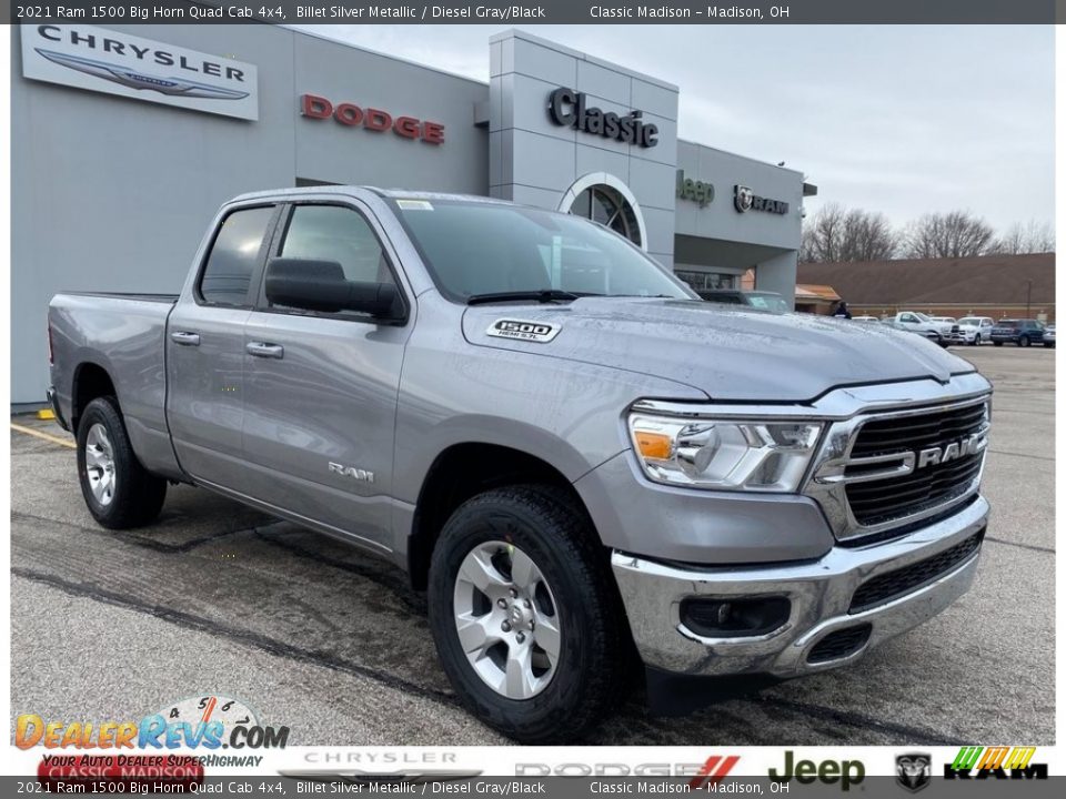2021 Ram 1500 Big Horn Quad Cab 4x4 Billet Silver Metallic / Diesel Gray/Black Photo #1