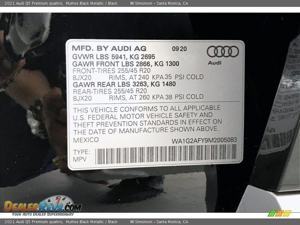 2021 Audi Q5 Premium quattro Mythos Black Metallic / Black Photo #33