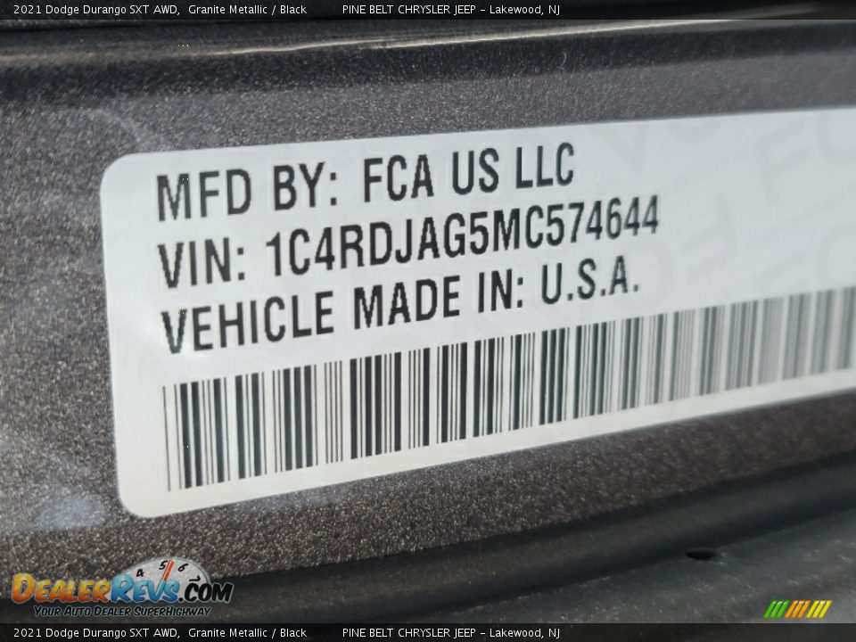 2021 Dodge Durango SXT AWD Granite Metallic / Black Photo #14