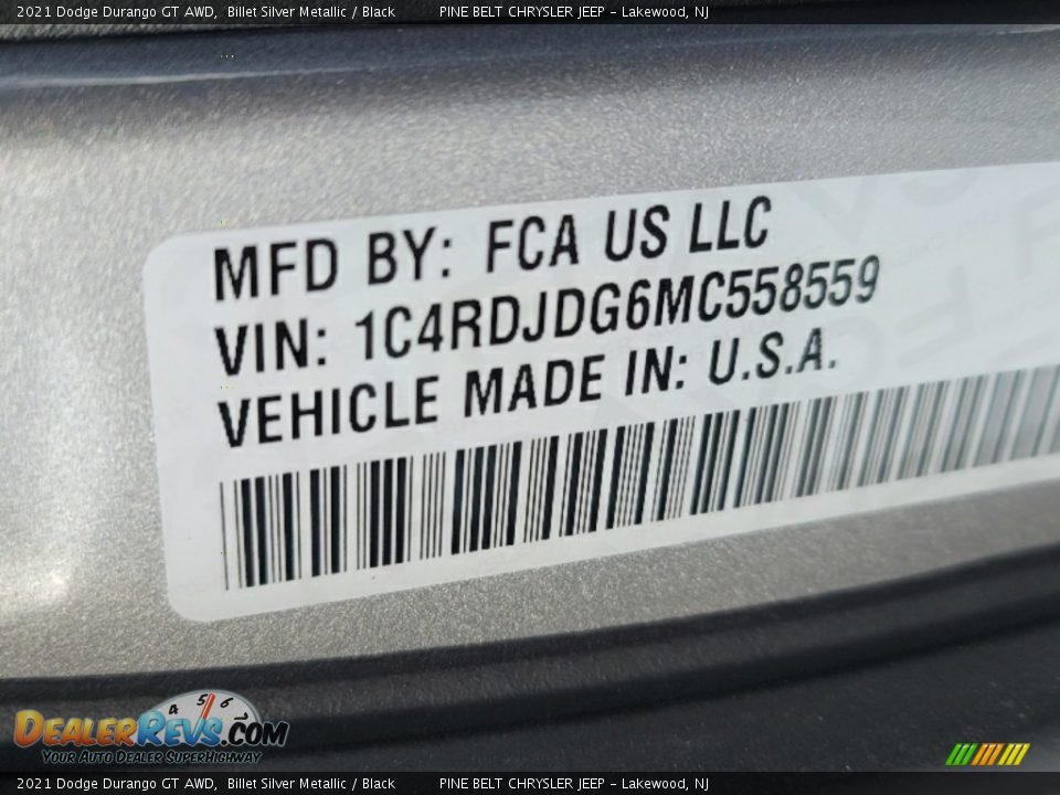 2021 Dodge Durango GT AWD Billet Silver Metallic / Black Photo #14