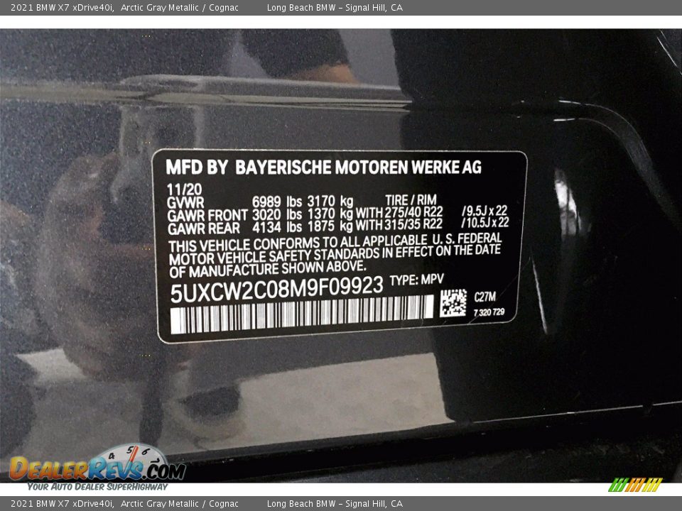 2021 BMW X7 xDrive40i Arctic Gray Metallic / Cognac Photo #18