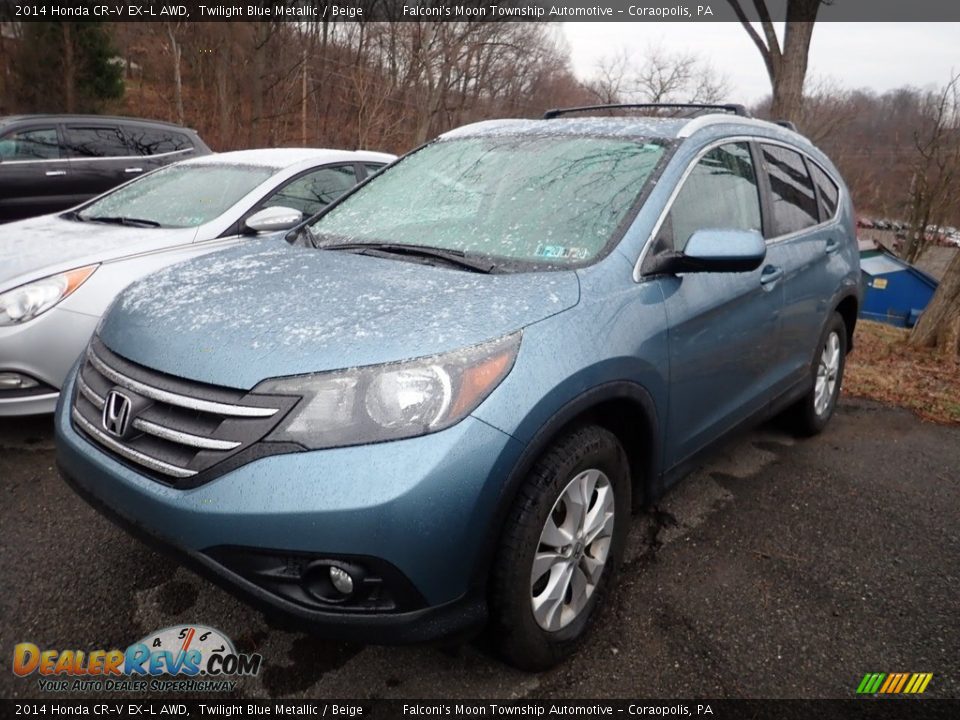 2014 Honda CR-V EX-L AWD Twilight Blue Metallic / Beige Photo #1
