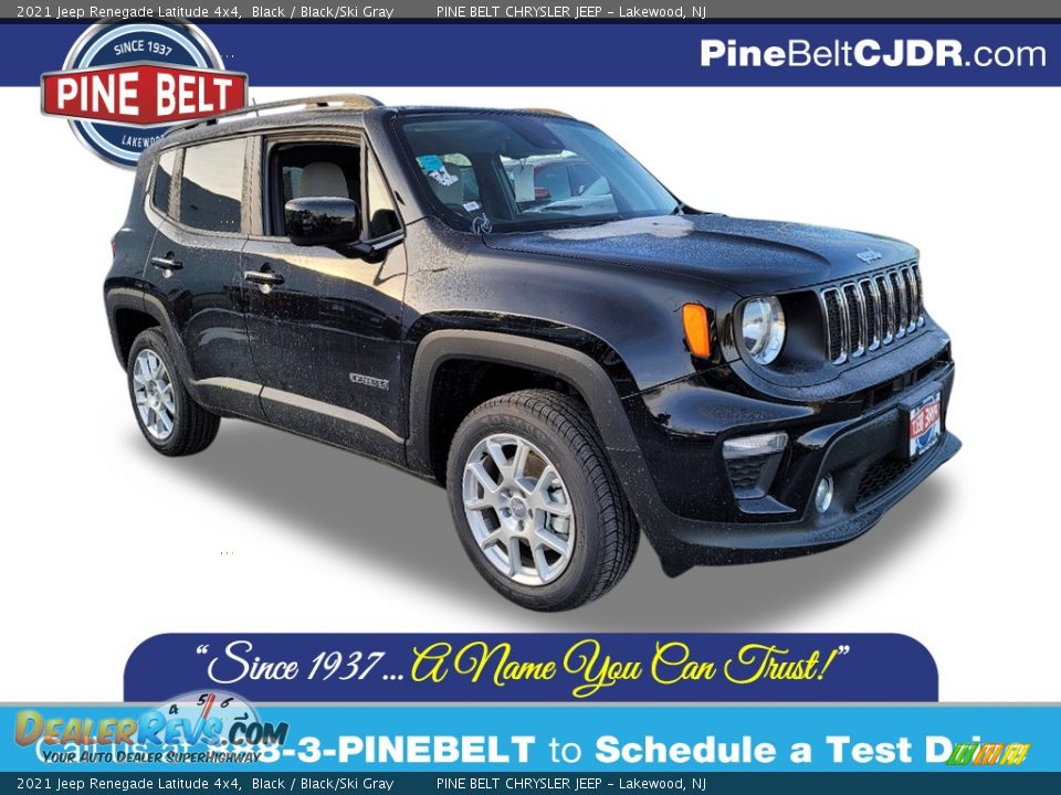 2021 Jeep Renegade Latitude 4x4 Black / Black/Ski Gray Photo #1