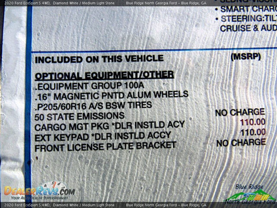 2020 Ford EcoSport S 4WD Diamond White / Medium Light Stone Photo #26
