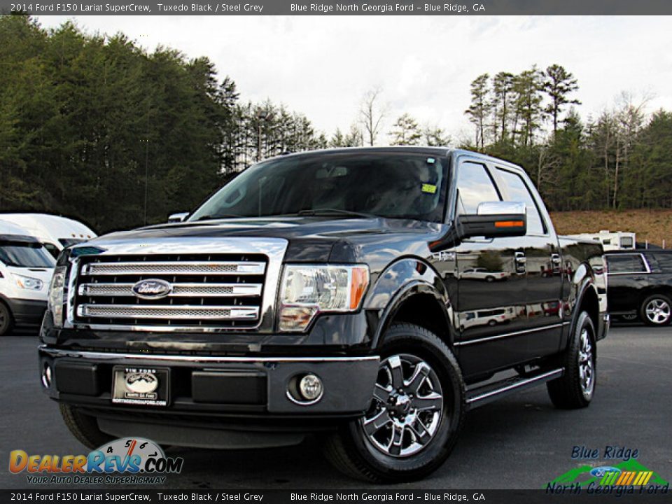 2014 Ford F150 Lariat SuperCrew Tuxedo Black / Steel Grey Photo #1