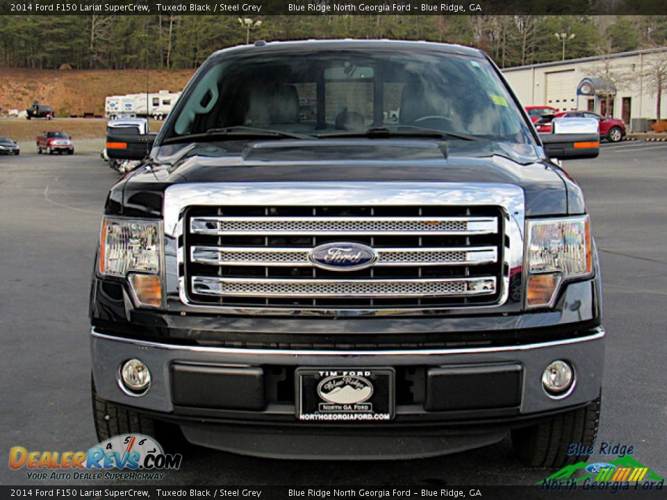 2014 Ford F150 Lariat SuperCrew Tuxedo Black / Steel Grey Photo #8