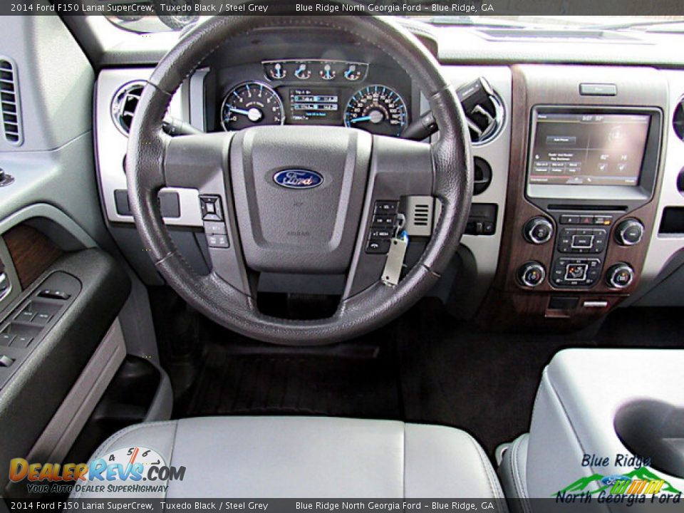 2014 Ford F150 Lariat SuperCrew Tuxedo Black / Steel Grey Photo #15