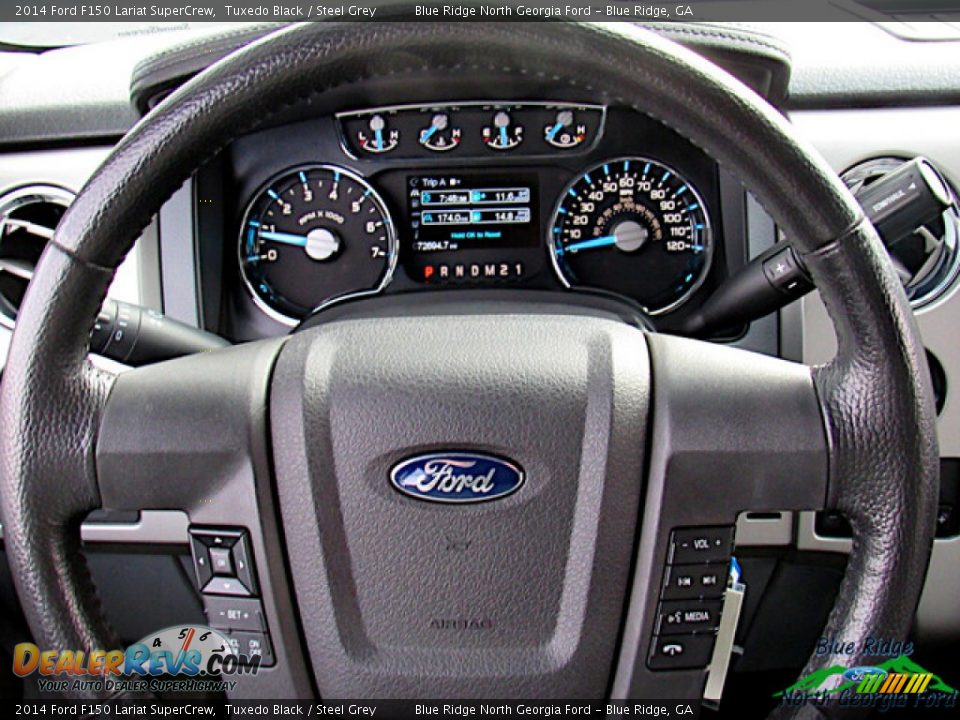 2014 Ford F150 Lariat SuperCrew Tuxedo Black / Steel Grey Photo #17