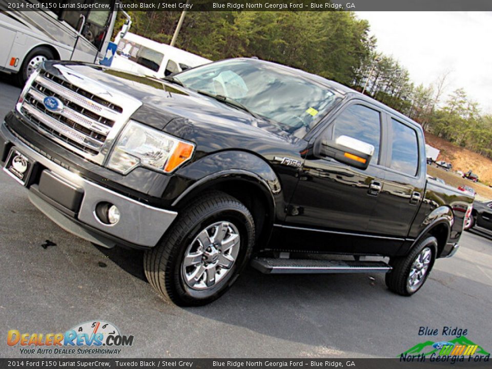 2014 Ford F150 Lariat SuperCrew Tuxedo Black / Steel Grey Photo #26