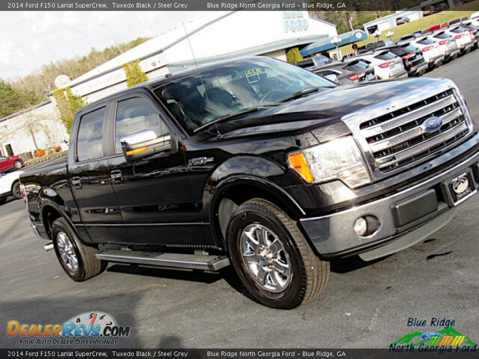 2014 Ford F150 Lariat SuperCrew Tuxedo Black / Steel Grey Photo #27