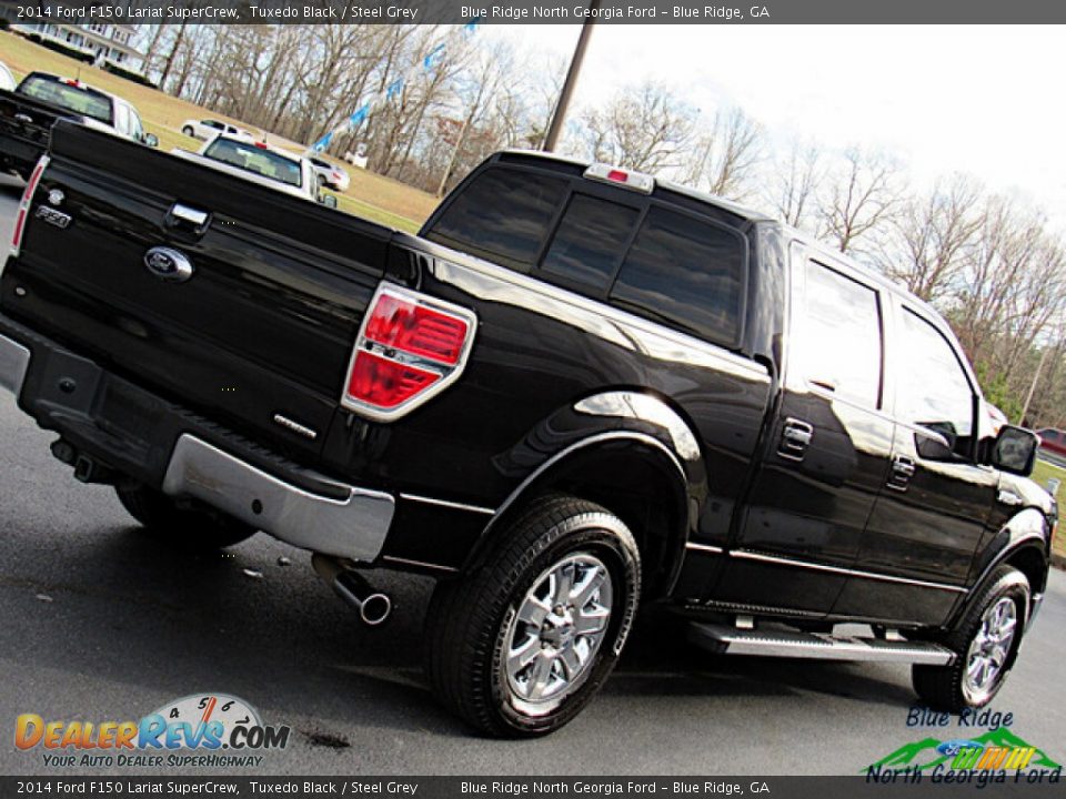 2014 Ford F150 Lariat SuperCrew Tuxedo Black / Steel Grey Photo #28