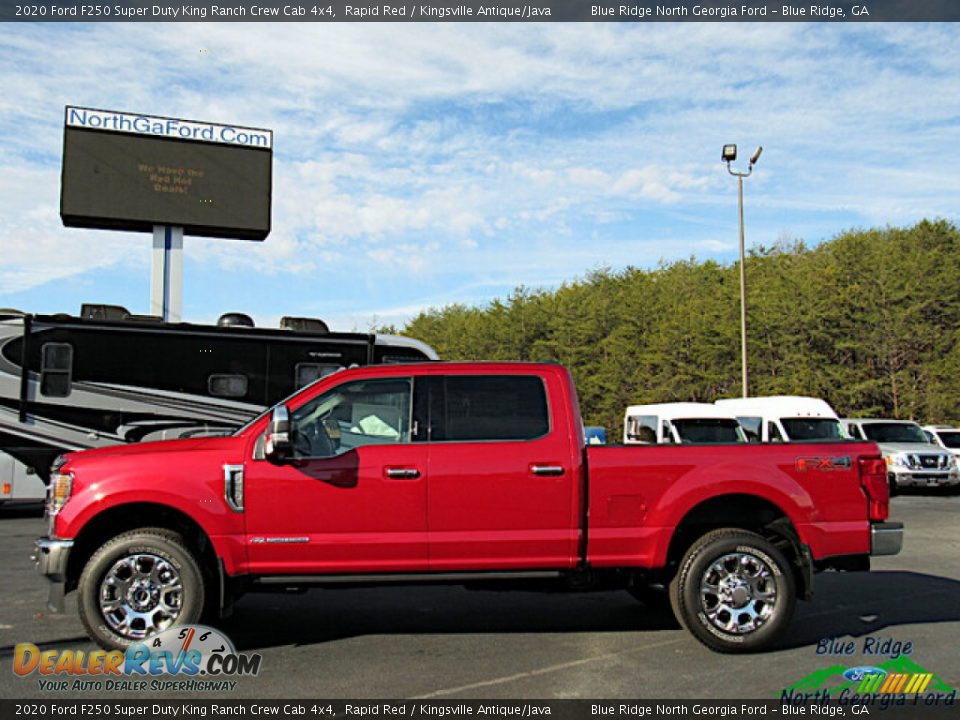 2020 Ford F250 Super Duty King Ranch Crew Cab 4x4 Rapid Red / Kingsville Antique/Java Photo #2