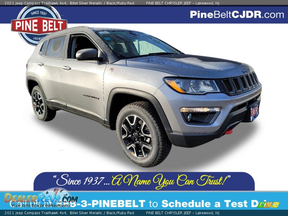 2021 Jeep Compass Trailhawk 4x4 Billet Silver Metallic / Black/Ruby Red Photo #1