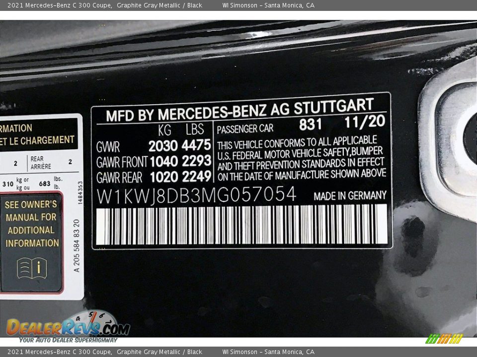 2021 Mercedes-Benz C 300 Coupe Graphite Gray Metallic / Black Photo #11