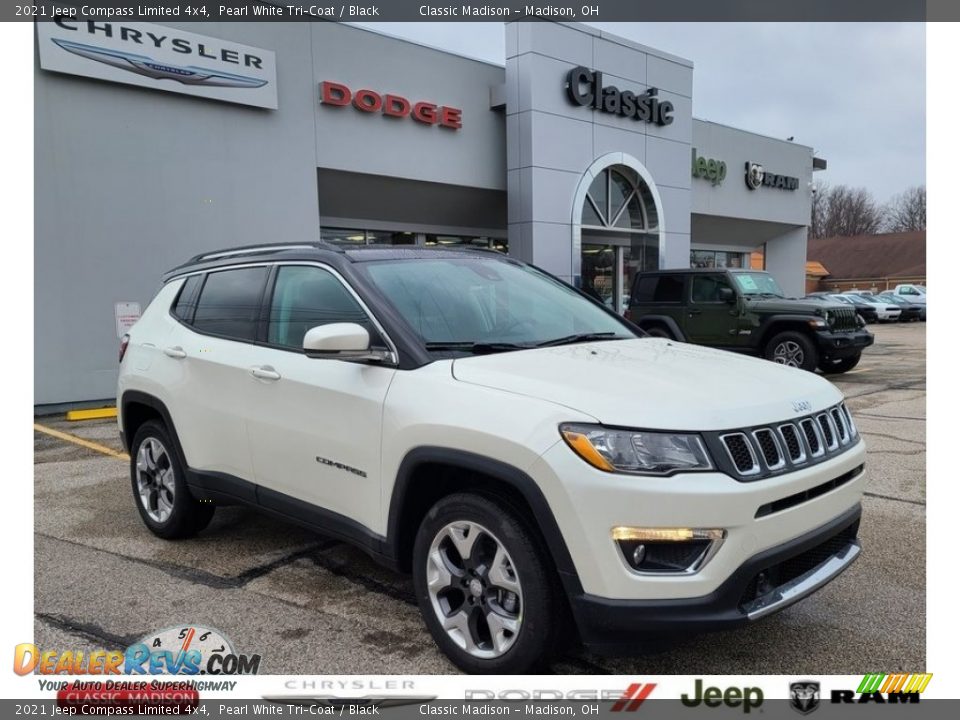 2021 Jeep Compass Limited 4x4 Pearl White Tri–Coat / Black Photo #1