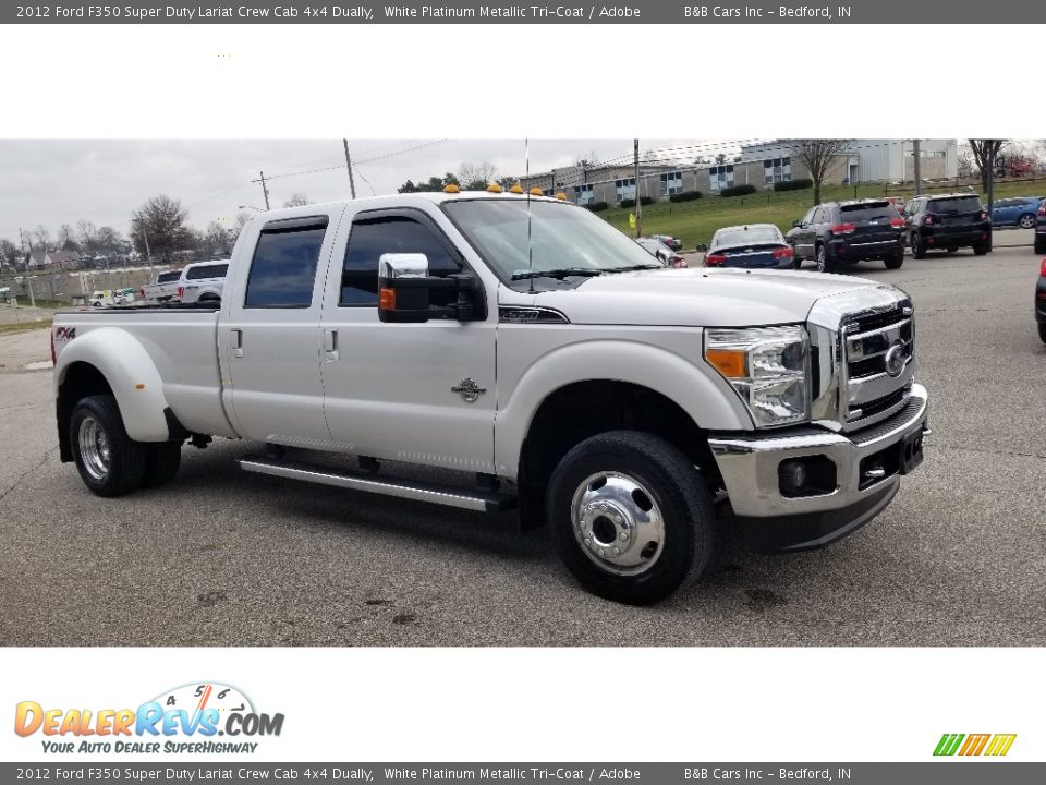 2012 Ford F350 Super Duty Lariat Crew Cab 4x4 Dually White Platinum Metallic Tri-Coat / Adobe Photo #6