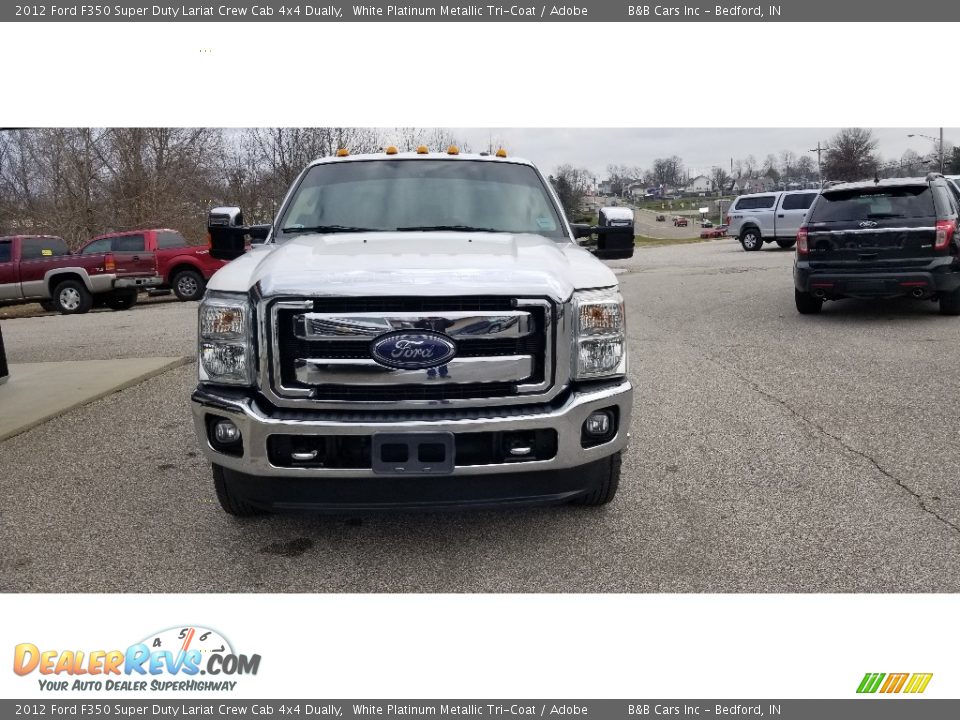 2012 Ford F350 Super Duty Lariat Crew Cab 4x4 Dually White Platinum Metallic Tri-Coat / Adobe Photo #7