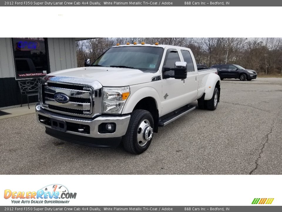 2012 Ford F350 Super Duty Lariat Crew Cab 4x4 Dually White Platinum Metallic Tri-Coat / Adobe Photo #8