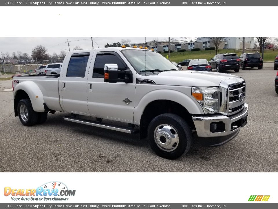 2012 Ford F350 Super Duty Lariat Crew Cab 4x4 Dually White Platinum Metallic Tri-Coat / Adobe Photo #35