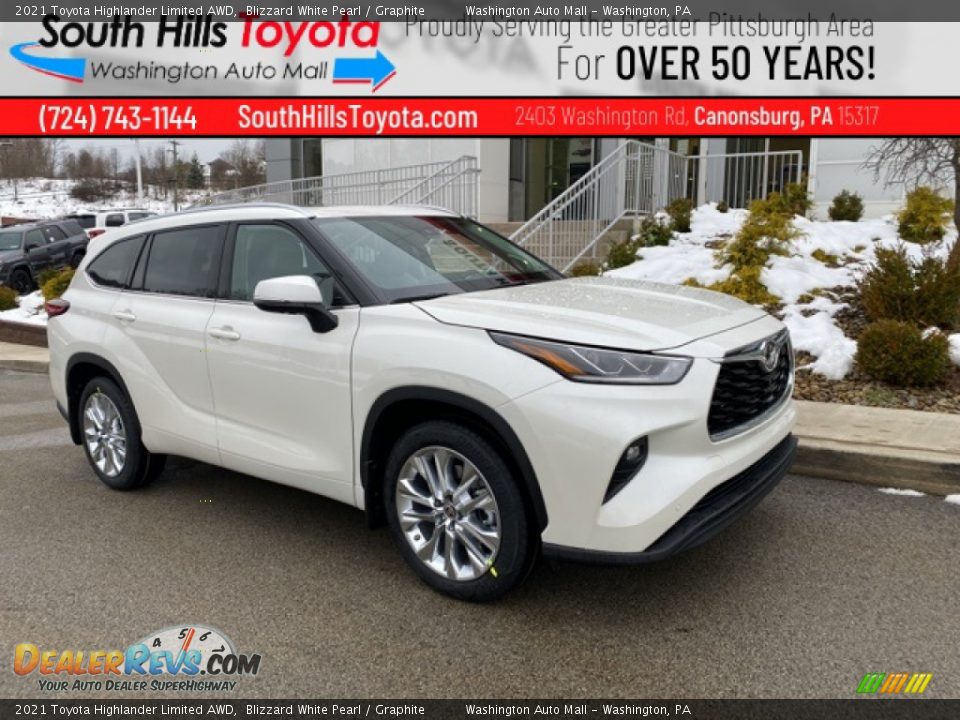 2021 Toyota Highlander Limited AWD Blizzard White Pearl / Graphite Photo #1