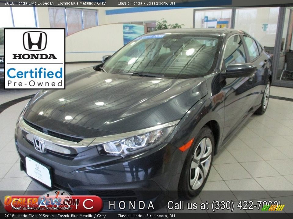 2018 Honda Civic LX Sedan Cosmic Blue Metallic / Gray Photo #1