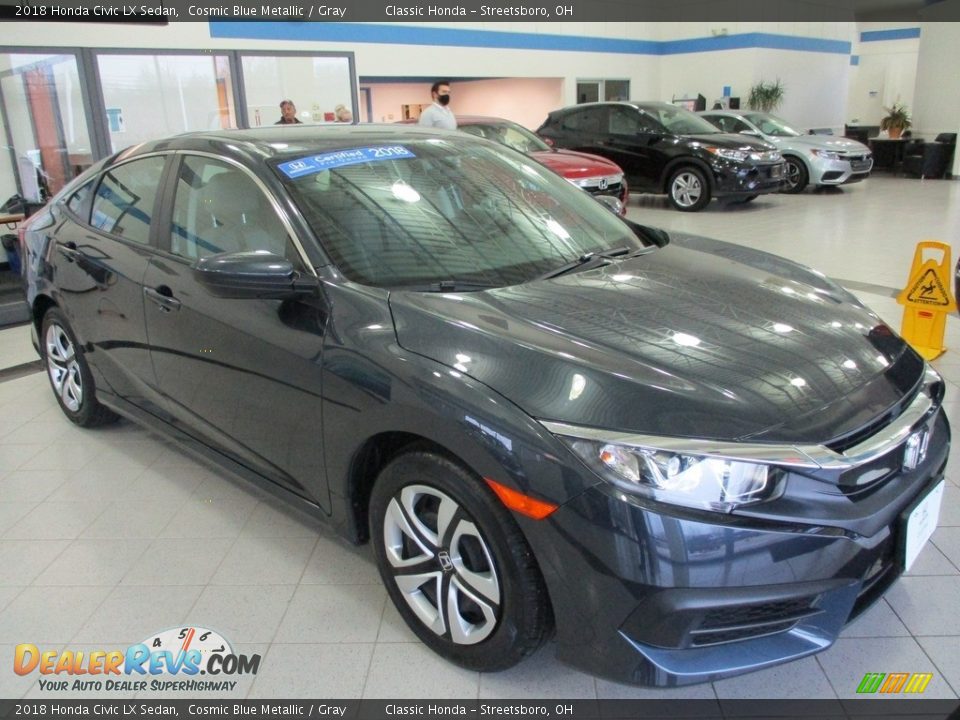 2018 Honda Civic LX Sedan Cosmic Blue Metallic / Gray Photo #3