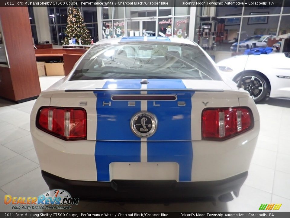 2011 Ford Mustang Shelby GT500 Coupe Performance White / Charcoal Black/Grabber Blue Photo #3