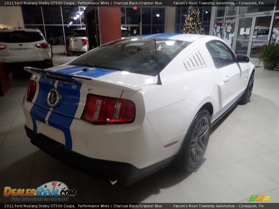 2011 Ford Mustang Shelby GT500 Coupe Performance White / Charcoal Black/Grabber Blue Photo #5