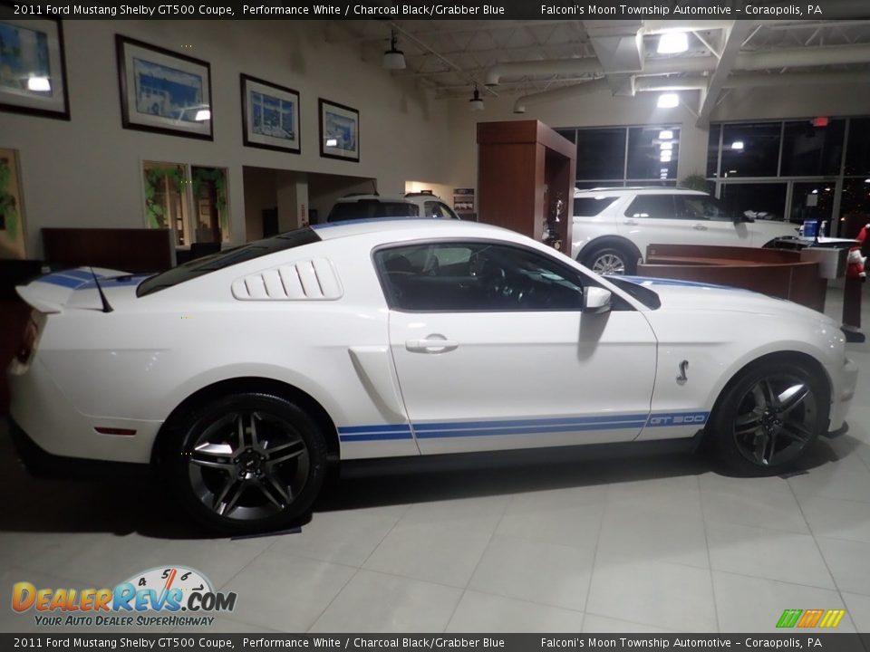 2011 Ford Mustang Shelby GT500 Coupe Performance White / Charcoal Black/Grabber Blue Photo #6