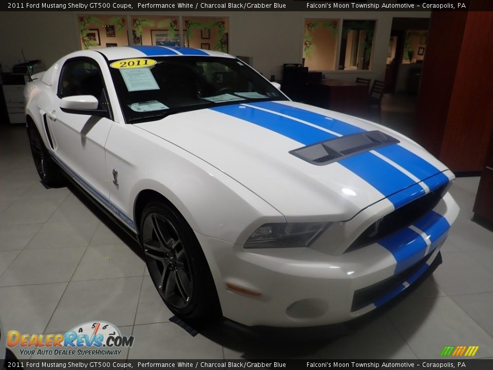 2011 Ford Mustang Shelby GT500 Coupe Performance White / Charcoal Black/Grabber Blue Photo #7