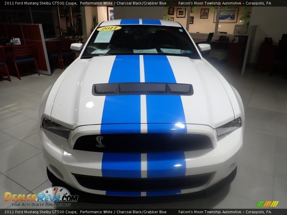 2011 Ford Mustang Shelby GT500 Coupe Performance White / Charcoal Black/Grabber Blue Photo #8