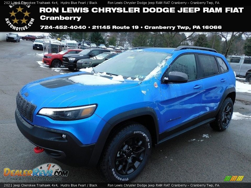 2021 Jeep Cherokee Traihawk 4x4 Hydro Blue Pearl / Black Photo #1