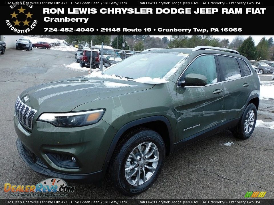 2021 Jeep Cherokee Latitude Lux 4x4 Olive Green Pearl / Ski Gray/Black Photo #1