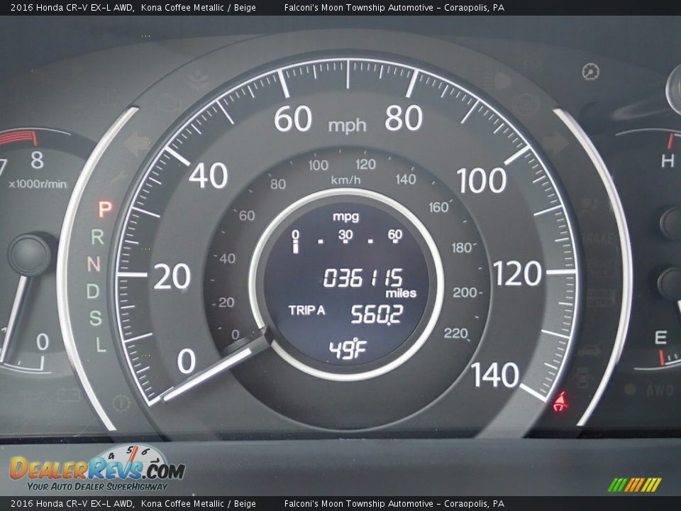 2016 Honda CR-V EX-L AWD Kona Coffee Metallic / Beige Photo #24
