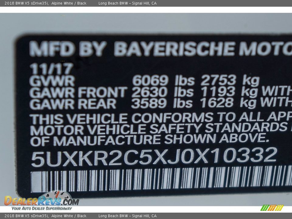 2018 BMW X5 sDrive35i Alpine White / Black Photo #11
