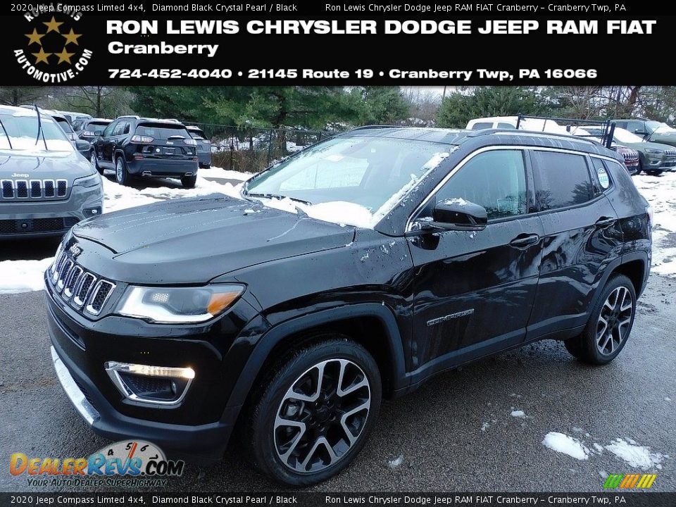 2020 Jeep Compass Limted 4x4 Diamond Black Crystal Pearl / Black Photo #1